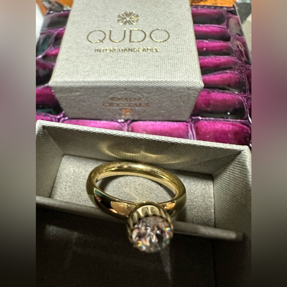 Qudo ring with screw on stone